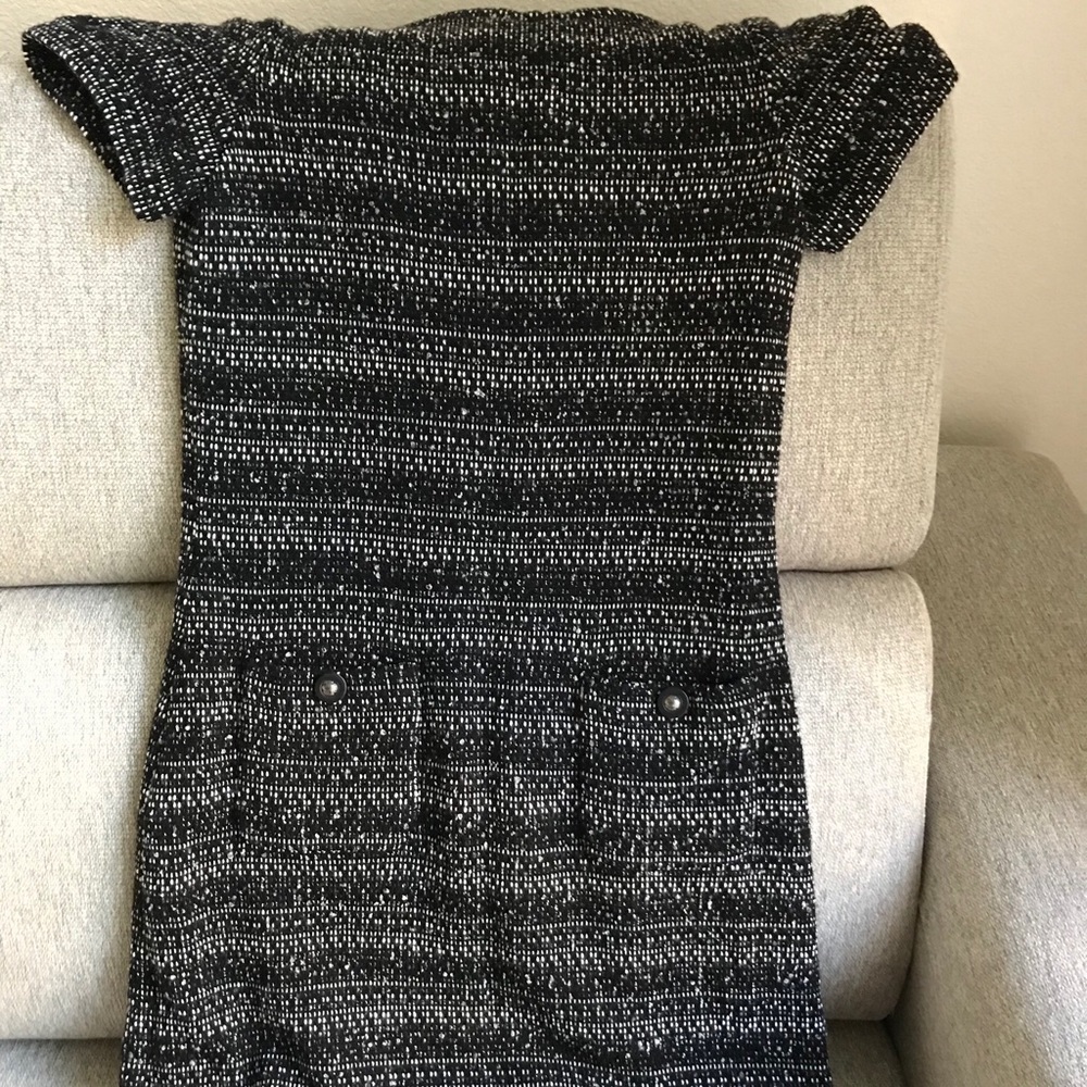 Tory Burch knit tweed black and white dress sz M